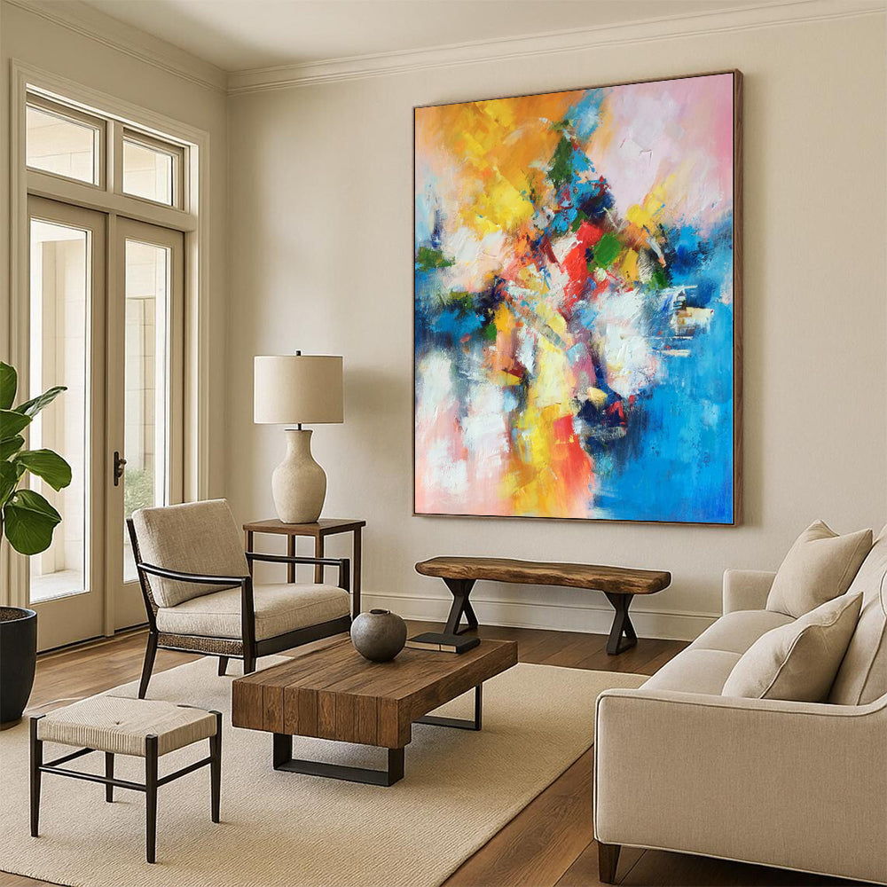 “Explosive Color Cascade of Joy” - Passionate Abstract Painting On Canvas PS0227