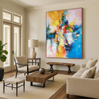 “Explosive Color Cascade of Joy” - Passionate Abstract Painting On Canvas PS0227