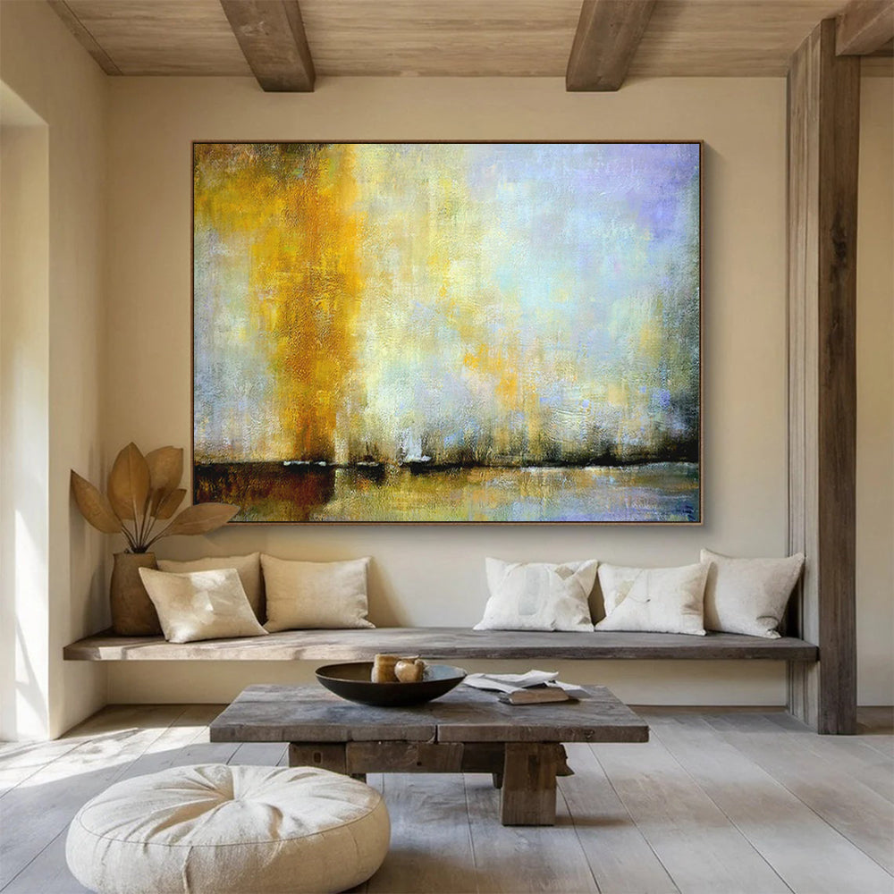 “Golden - Purple Abstract Horizon” - Impressionistic Landscape Painting On Canvas PT1586