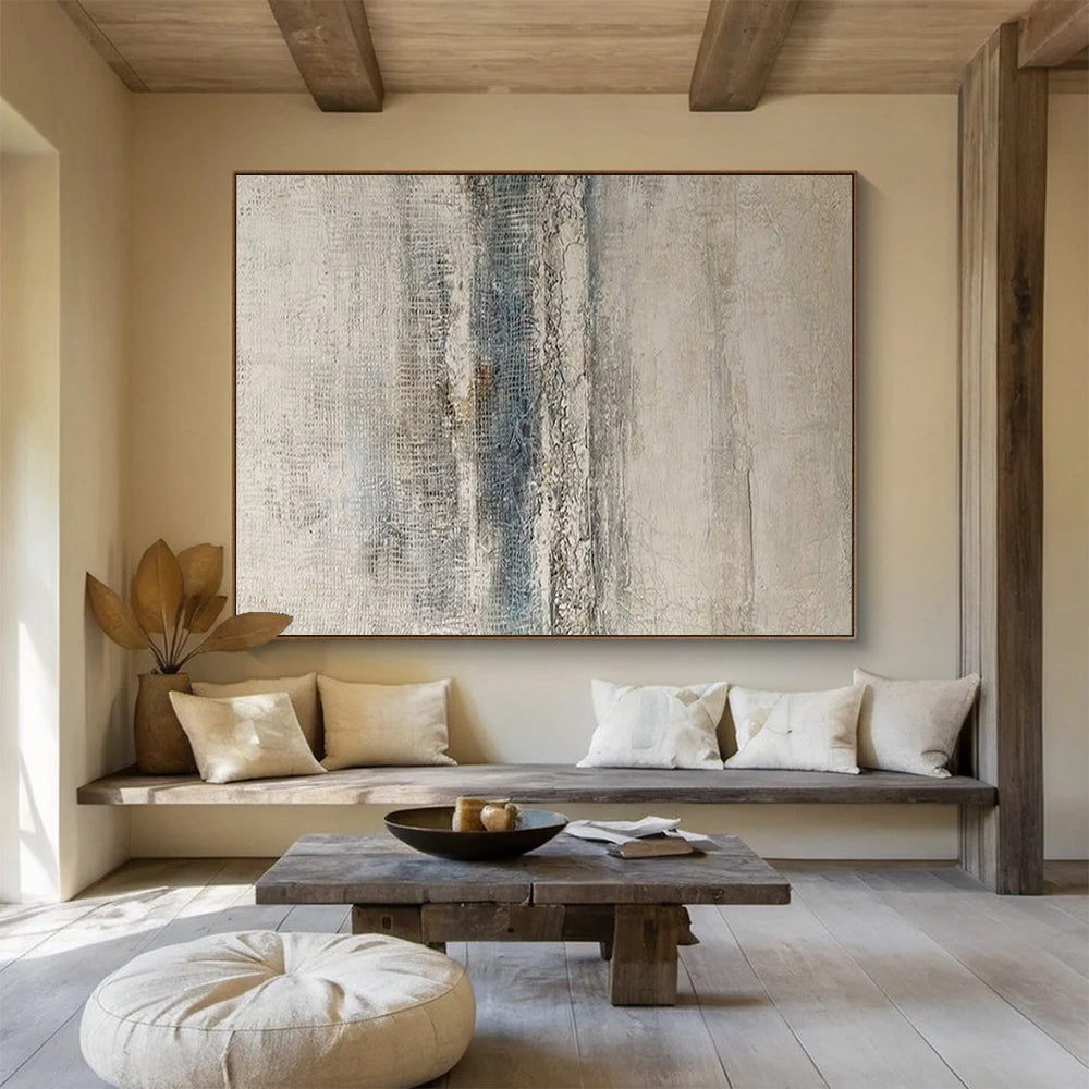 “Neutral Textured Stripes” - Subtle Neutral “Serene Strata” Painting On Canvas PT1624