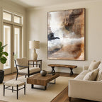 “Earth - Toned Collage” - Mixed Media Layers & Abstract Forms Painting On Canvas DS209