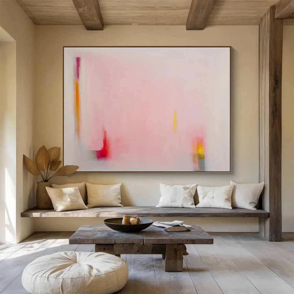 Subtle Pink Abstract Painting On Canvas DKS057