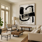 “Black Ink Abstraction” - Bold Strokes on Light Background Painting On Canvas DS169