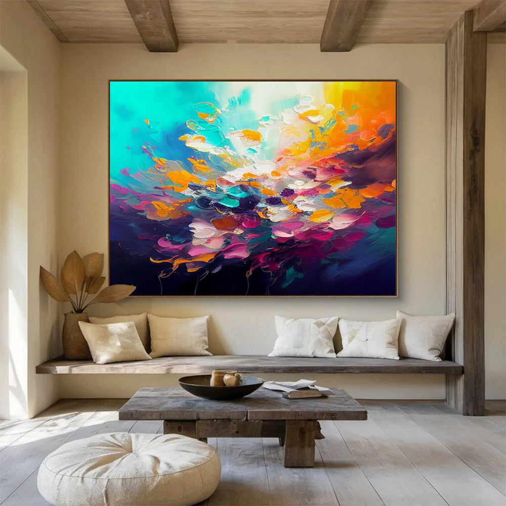 Color - Burst Floral Abstraction - Vivid Impressionistic Painting On Canvas DKS346