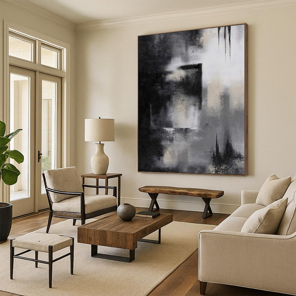 “Monochrome Abstract” - Minimalist Abstract Painting On Canvas PS0076