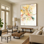 “Yellow - Pink Floral Splash” - Vibrant Floral Abstract Painting On Canvas PT1087