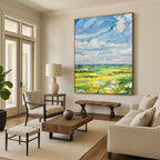 Sunny Meadows Impressionistic Landscape, Painting On Canvas PT2150