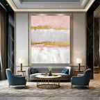 “Pink - Gold Striped Elegance” - Glam Abstract Painting On Canvas PS0207