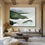 “Green Coastal Landscape Abstract” - Landscape Abstract Painting, Suitable for Beach House & Bedroom DKS603