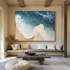 “Blue - White Coastal Waves” - Aerial - Abstract Painting On Canvas PT1549