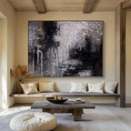“Abstract Cityscape in Gray” - Abstract, Urban - Styled Painting On Canvas DKS009