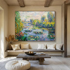 “Classic Water - Lily Pond” - Impressionistic Garden Painting On Canvas PT197