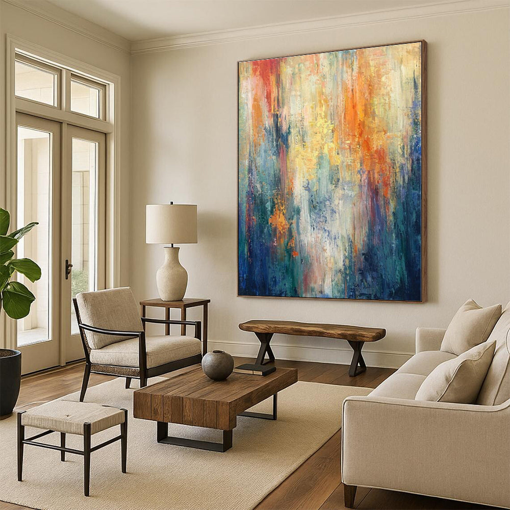 “Colorful Vertical Streaks Abstract” - Abstract Painting On Canvas PS0416