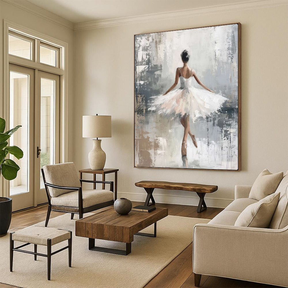 “Ballerina in White” - Impressionistic Oil Painting On Canvas PT2174