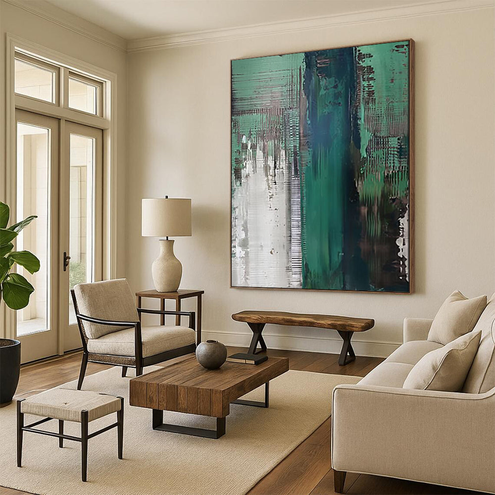 “Teal - Green Abstract Layers” - Abstract Painting On Canvas PT2021