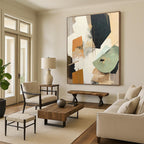 “Layered Green Abstraction” - Green, Gray, Beige Layered Abstract Painting On Canvas PS0747