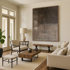 “Brown Monochrome Textured” - Brown Abstract Textured Painting On Canvas PS0549
