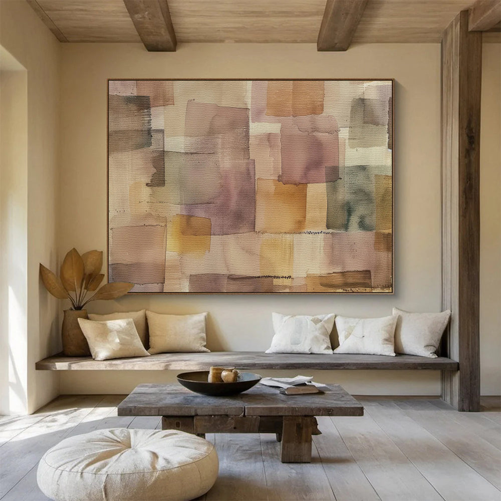 “Pastel Patchwork Abstract” - Watercolor Abstract Painting, Great for Bedroom & Reading Nook DKS592