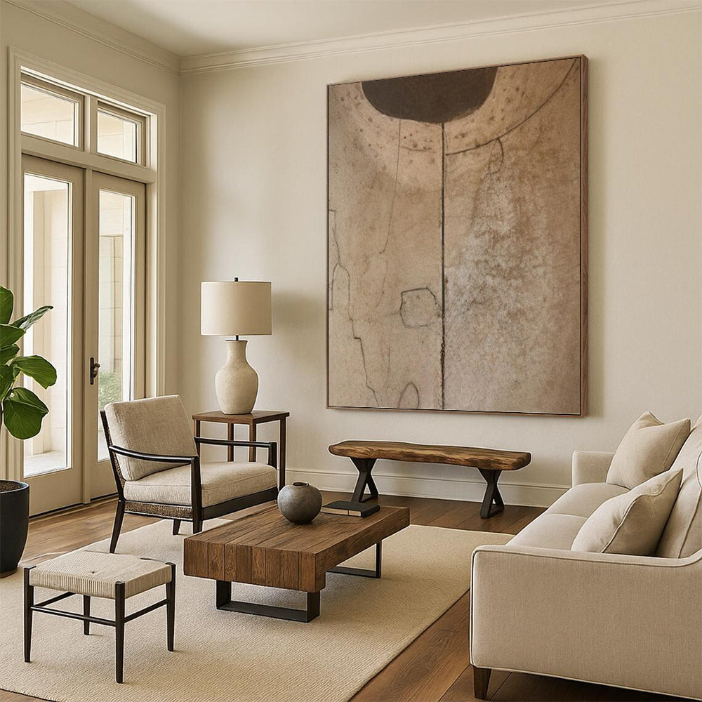 “Brown Line Abstract” - Abstract, Linear - Styled Painting On Canvas PT1660