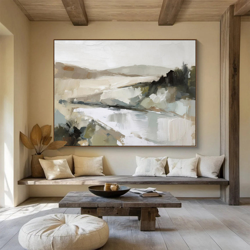 “Neutral - Toned Abstract Landscape” Landscape - Inspired Abstract Painting On Canvas DKS238