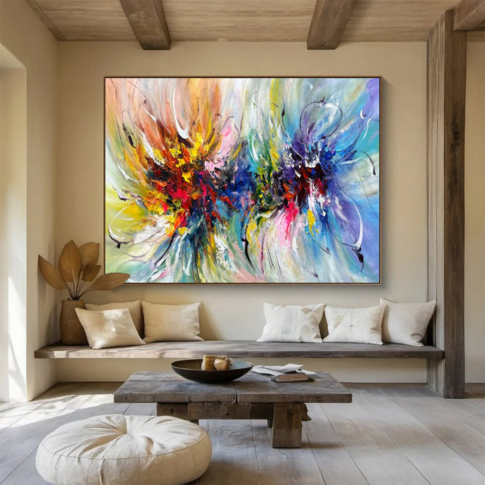 “Rainbow - Swirl Floral Burst” - Vivid - Colors Painting On Canvas PT1529