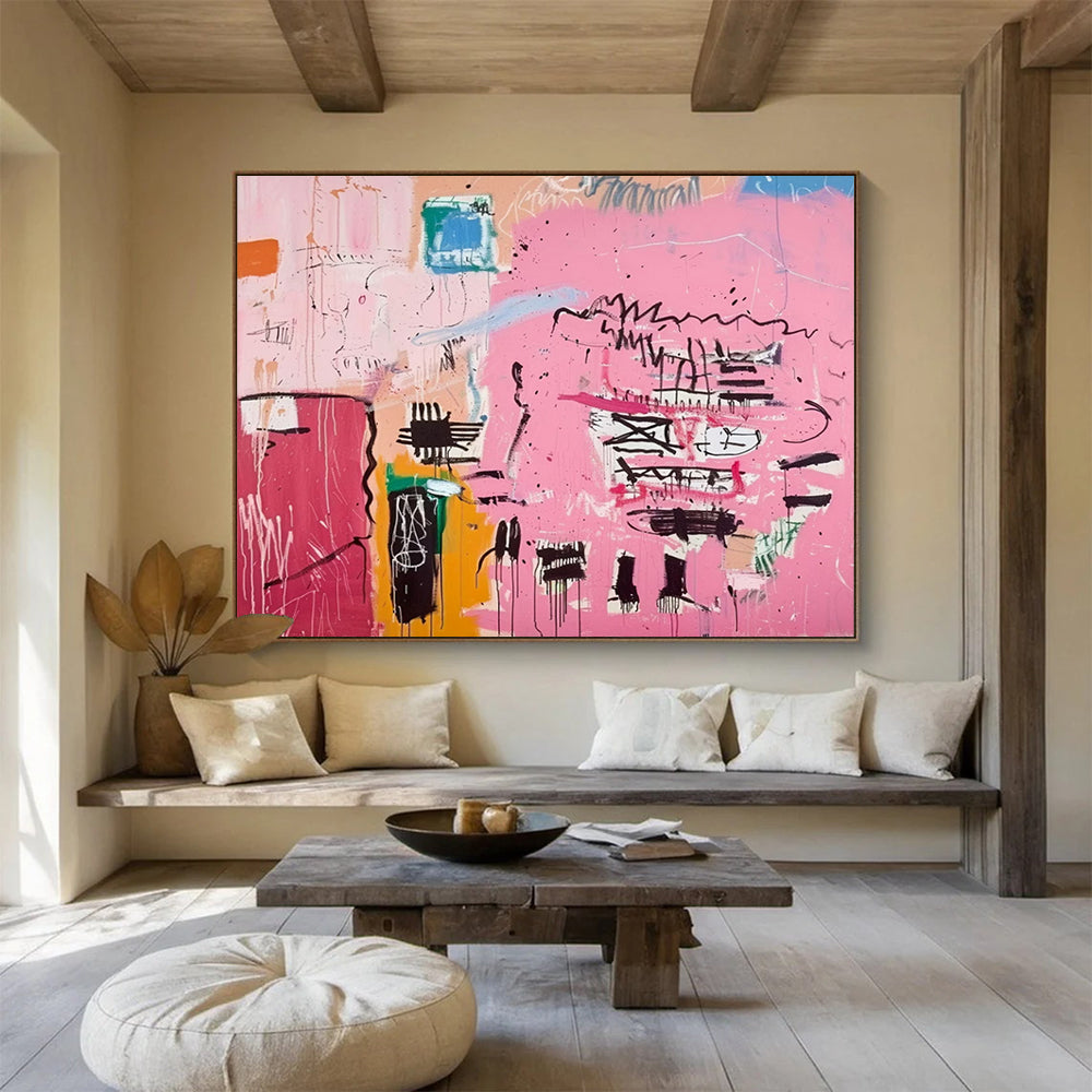 “Pink Abstract Graffiti” - Street - Art - Inspired Painting On Canvas PT198