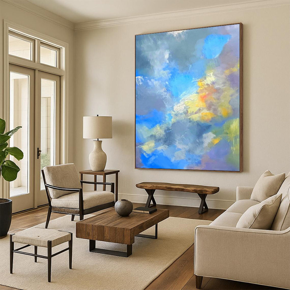 “Blue - Gray Abstract Clouds” - Serene Abstract Painting On Canvas PS0223