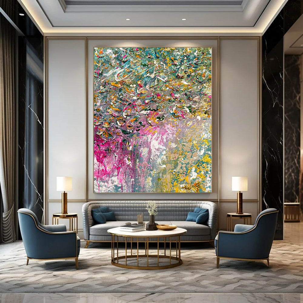 Colorful Impasto Carnival - Thick Paint Multicolor Abstract Painting On Canvas PS1228