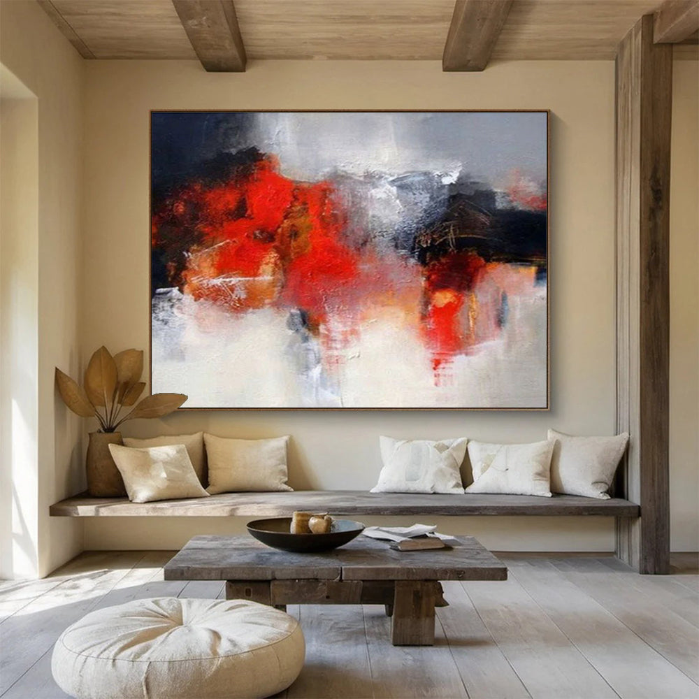 “Fiery Abstract Forms” - Intense Abstract Painting On Canvas DKS430