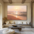 “Orange - Gold Sunset Beach” - Impressionistic Landscape Painting On Canvas PT264