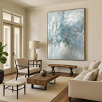 “Soft Blue - Grey Abstract Floral - like Form” - Impressionistic Abstract Painting On Canvas PS0297