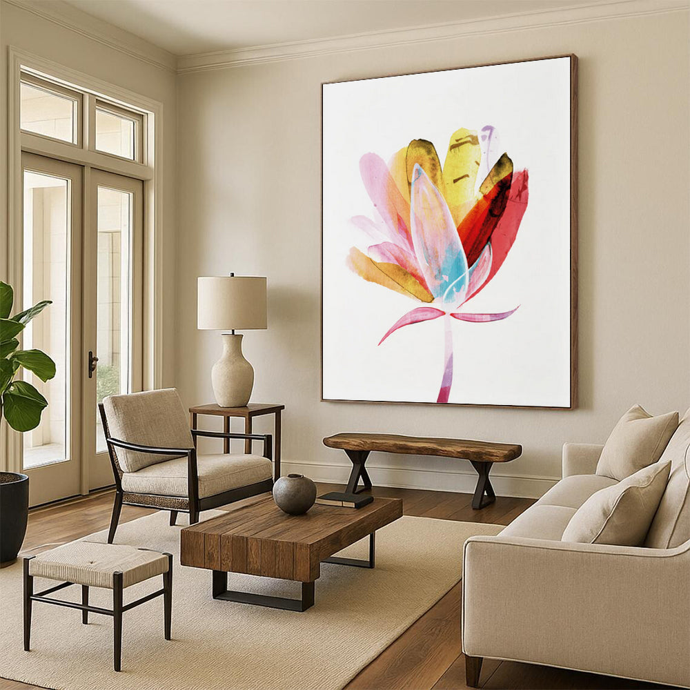 “Colorful Watercolor Flower” - Vibrant Hues with Fluid Petals Painting On Canvas DS215