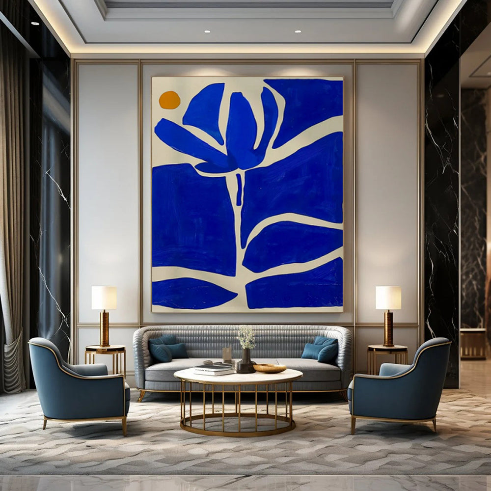 Blue and White Floral, "Blue Blossom" – Abstract Floral Painting On Canvas PS0949