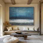 “Deep Blue Textured Abstract” - Calm Abstract Painting On Canvas PT154