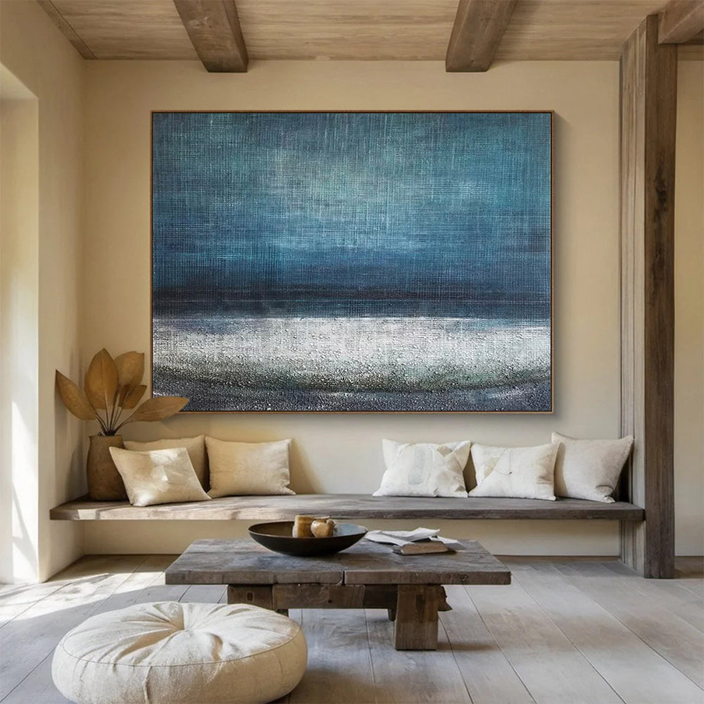 “Deep Blue Textured Abstract” - Calm Abstract Painting On Canvas PT154