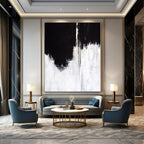 Black and White with Dramatic Drips "Noir Cascade" Abstract Painting On Canvas PS1146