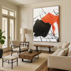 Neon Orange, Black, White Bold Clash “Fiery Energy” - Painting On Canvas PS0786