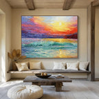 “Vibrant Sea Sunset” - Impressionistic Oil Painting On Canvas DKS859