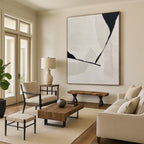 “Black and White Geometric Abstract” - Minimalist Geometric Painting On Canvas PT2249