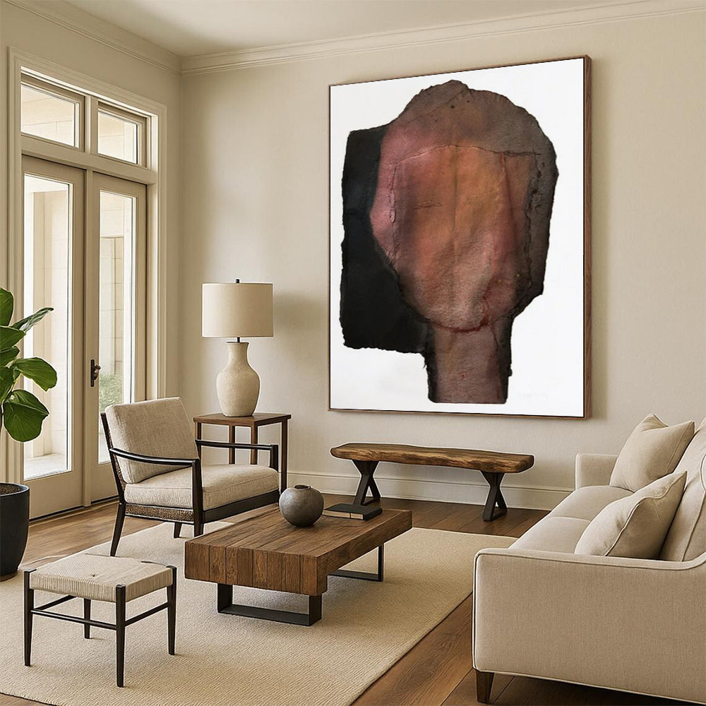 “Moody Collage Head” - Mixed - Media Collage Painting On Canvas PT2227