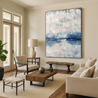 “Blue and White Textured Sea” - Abstract, Coastal - Inspired Painting On Canvas PT1546