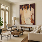 “Three Figures” - Earthy Tones & Simplified Forms Painting On Canvas DS141