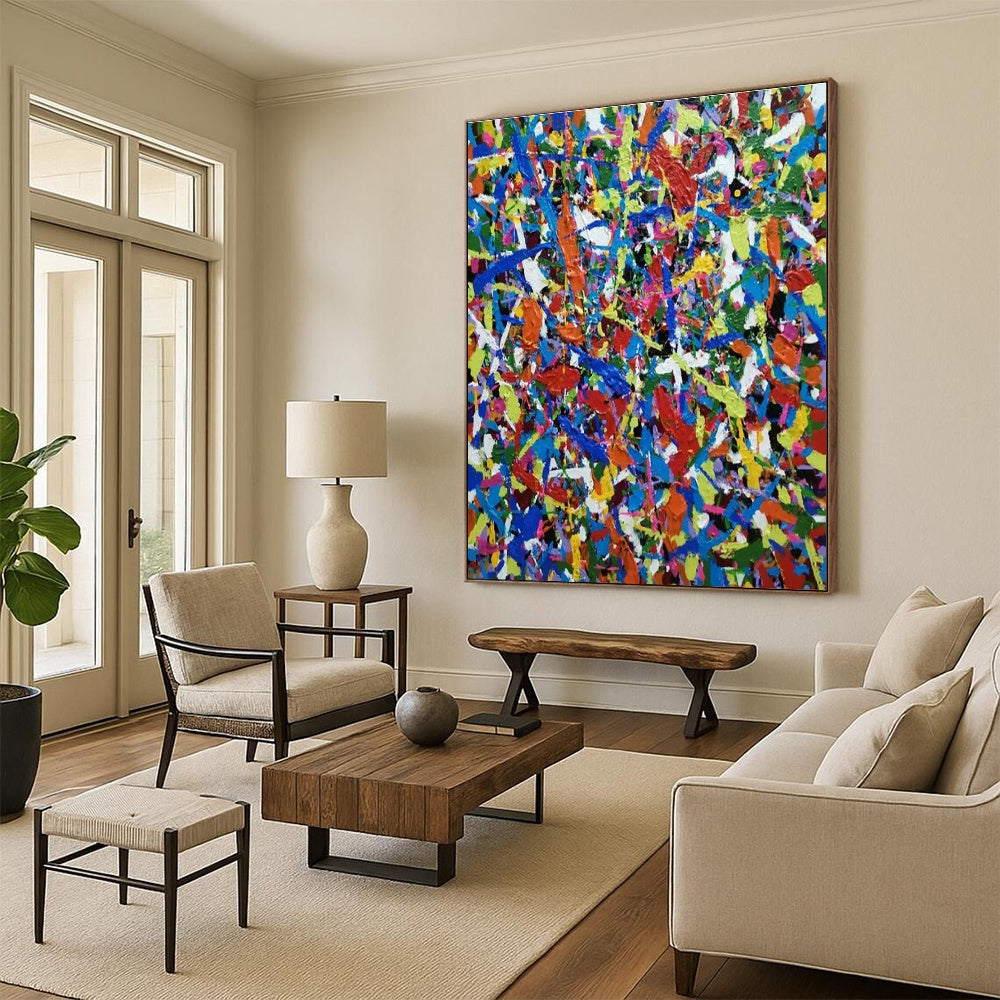 Explosive Color Splashes, "Rainbow Chaos" – Action - Painting Abstract On Canvas PS0899