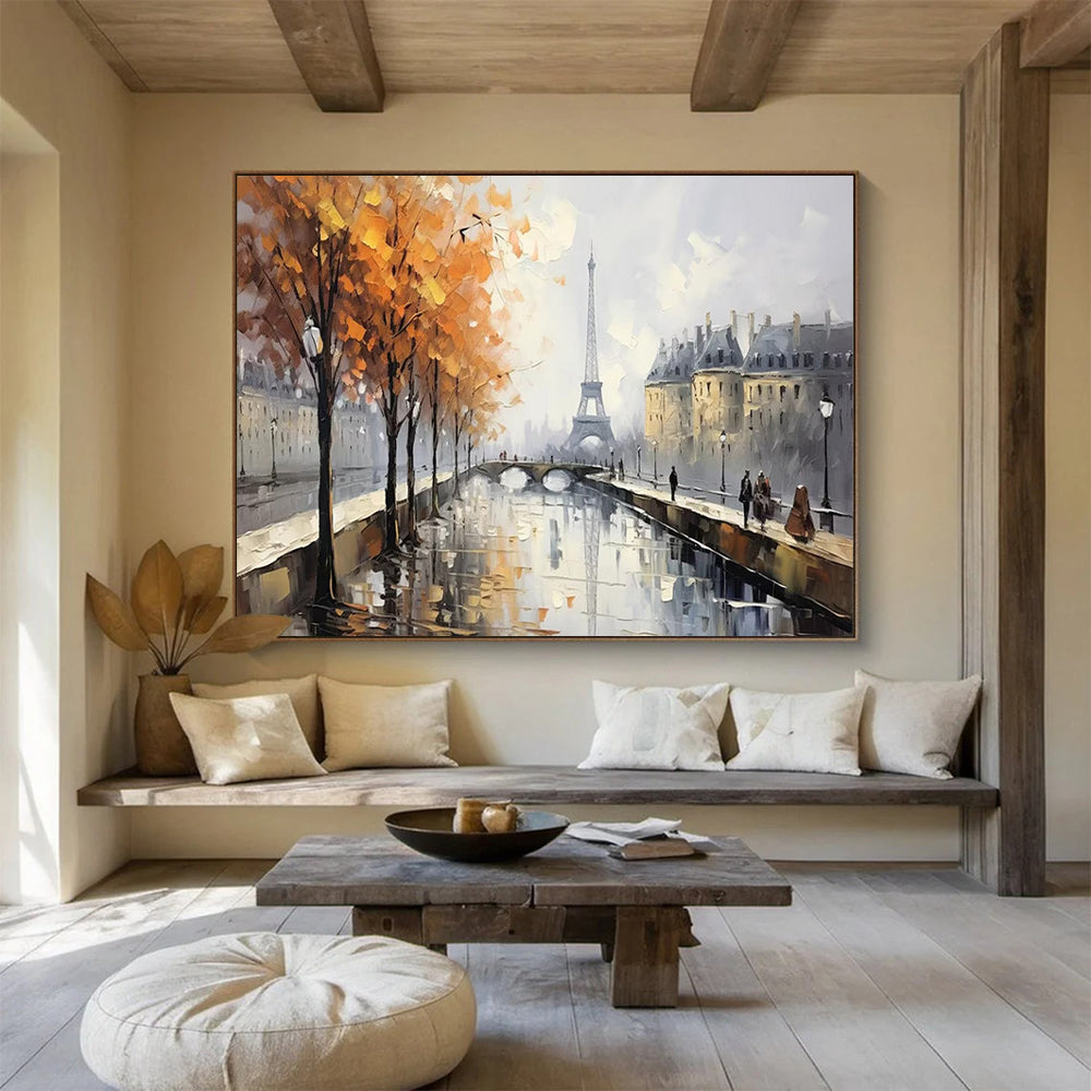 “Autumn Paris Scene” - Impressionistic Landscape Painting On Canvas PT171