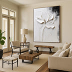 3D White Blossom, Abstract Minimalist, Kelly - Inspired Color Block, Painting On Canvas PT2106