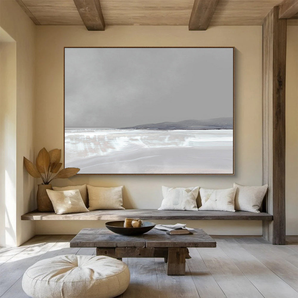 “Monochrome Gray Abstract Landscape” - Serene Abstract Painting On Canvas PT137