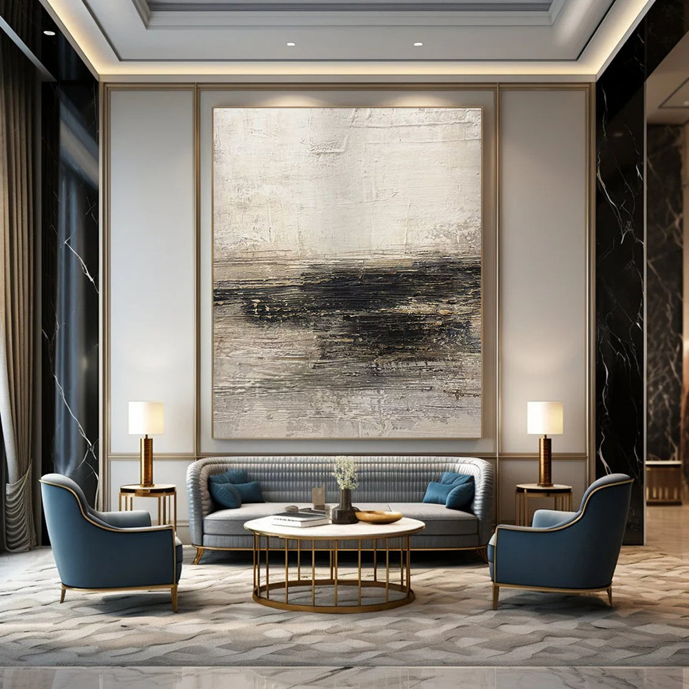 Light Gray and Black Textured, "Subtle Depths" – Textured Abstract Painting On Canvas PS0986