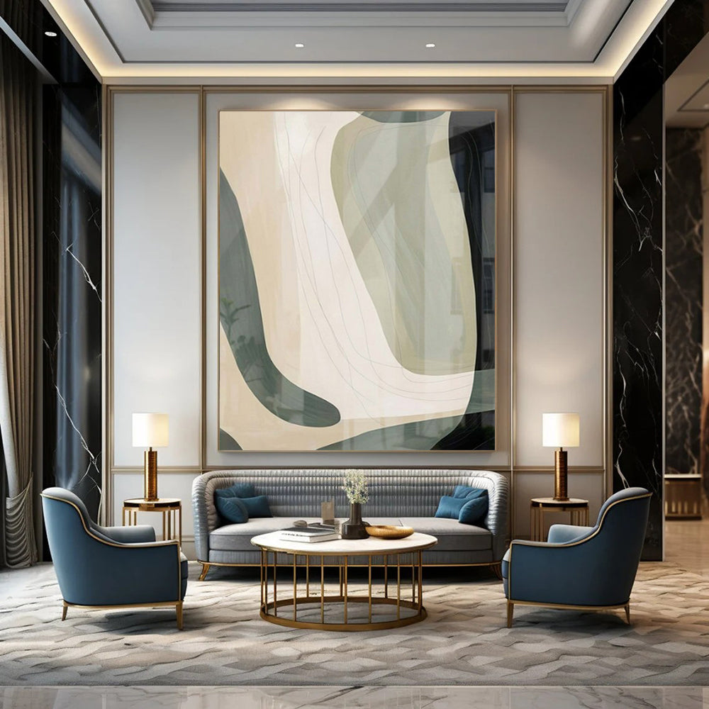 Rich Navys and Whites with Geometric Balance "Cobalt Calm" Abstract Geometric Painting On Canvas PS1061