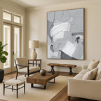 “Gray & White Textured Abstract” - Textured Abstract Painting On Canvas PS0407