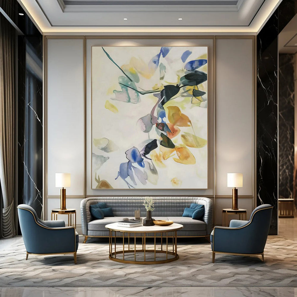 Pastel Colors with Abstract Floral Shapes "Soft Blooms" Abstract Painting On Canvas PS1317